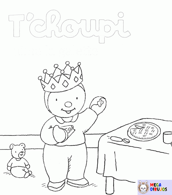 Dibujo para colorear Tchoupi ama los panqueques