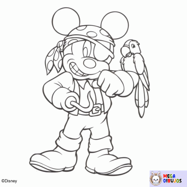 Dibujo para colorear Mickey pirata