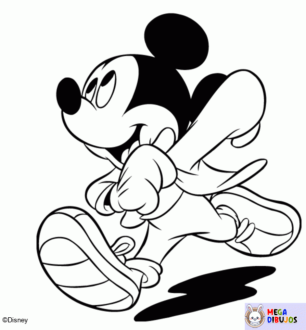 Dibujo para colorear Mickey llega tarde