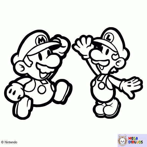 Dibujo para colorear Mario y Luigi