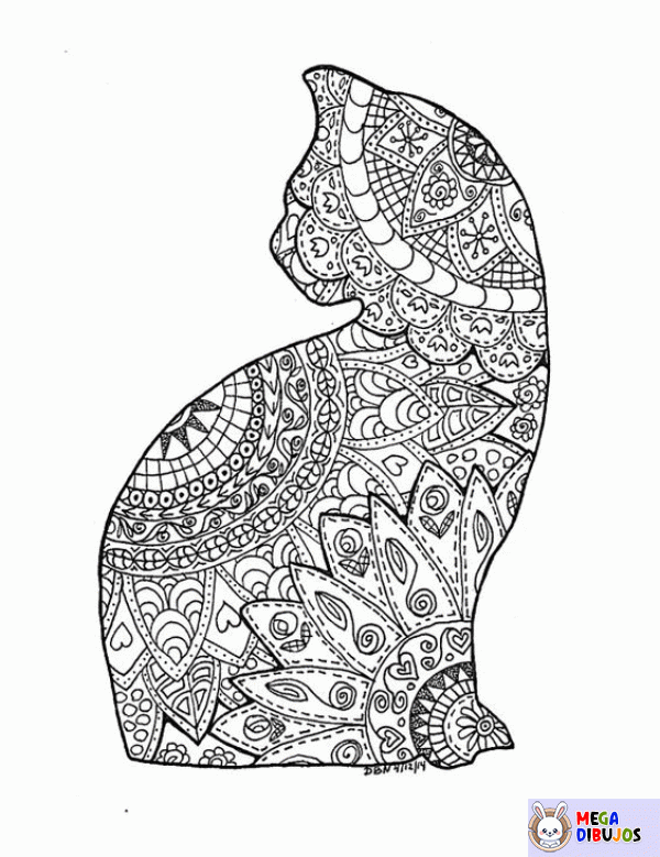Dibujo para colorear Gato mandala