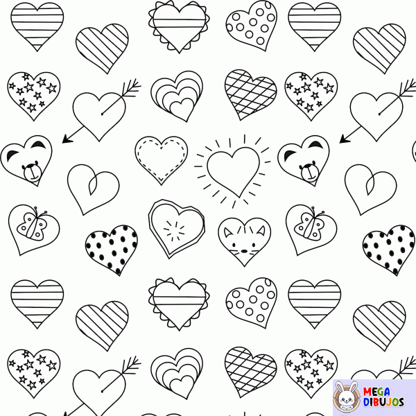 Dibujo para colorear Corazones pequeños