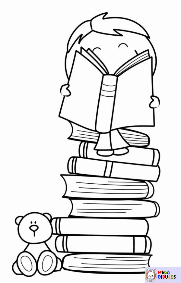 Dibujo para colorear Una montaña de libros
