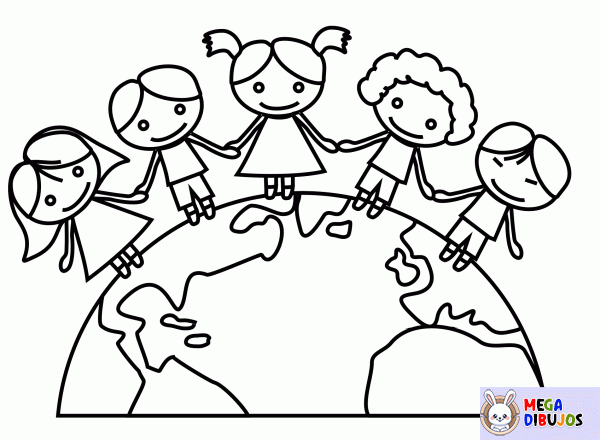 Dibujo para colorear ¡Todos los amigos!