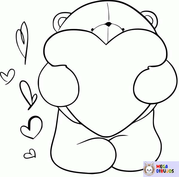 Dibujo para colorear Oso y corazón