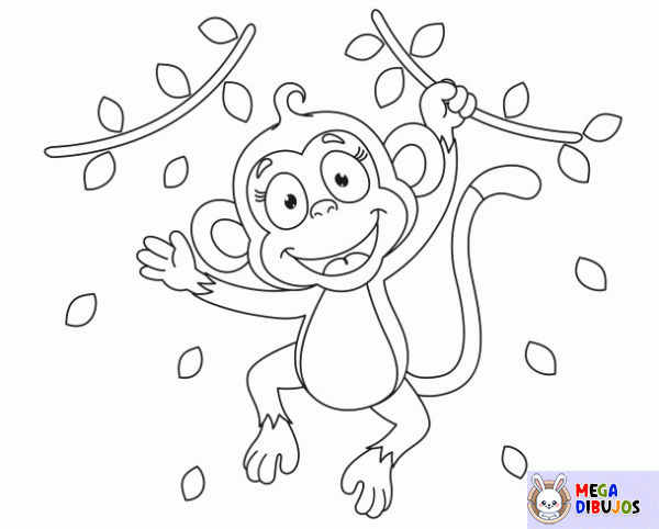 Dibujo para colorear Mono columpiándose