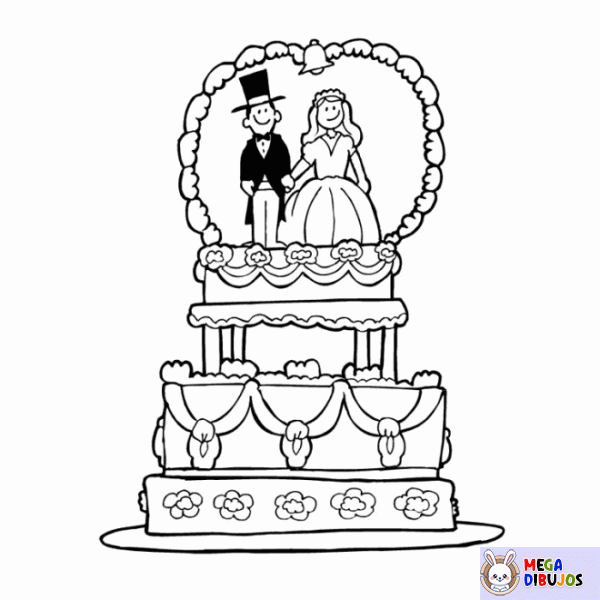 Dibujo para colorear Pastel de boda