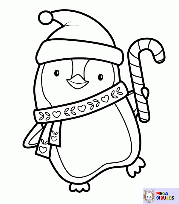 Dibujo para colorear Pinguino de navidad