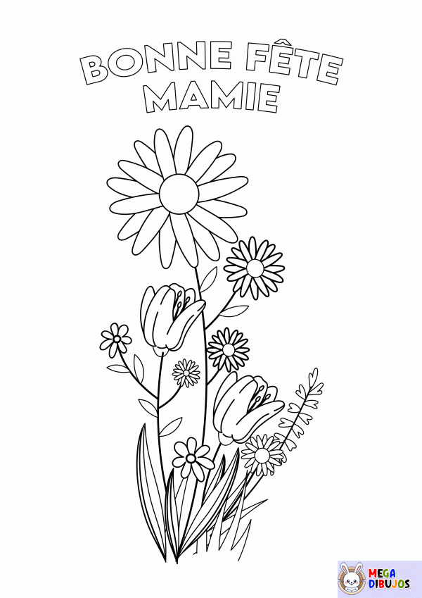 Dibujo para colorear Bonne fête Mamie