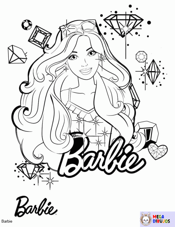 Dibujo para colorear Barbie con purpurina
