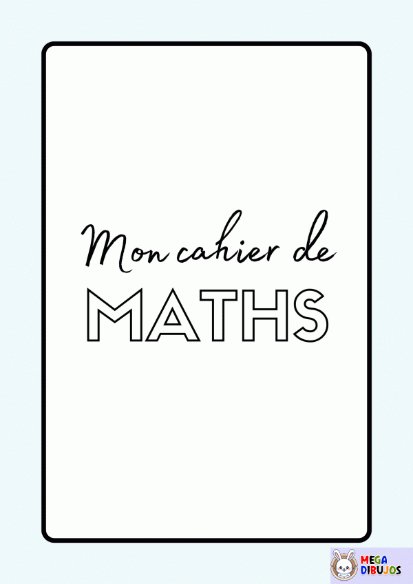Dibujo para colorear Portada del cuaderno de matemáticas