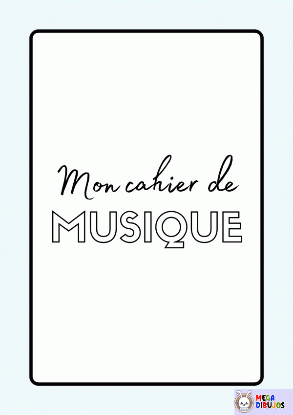 Dibujo para colorear Portada Cuaderno de música