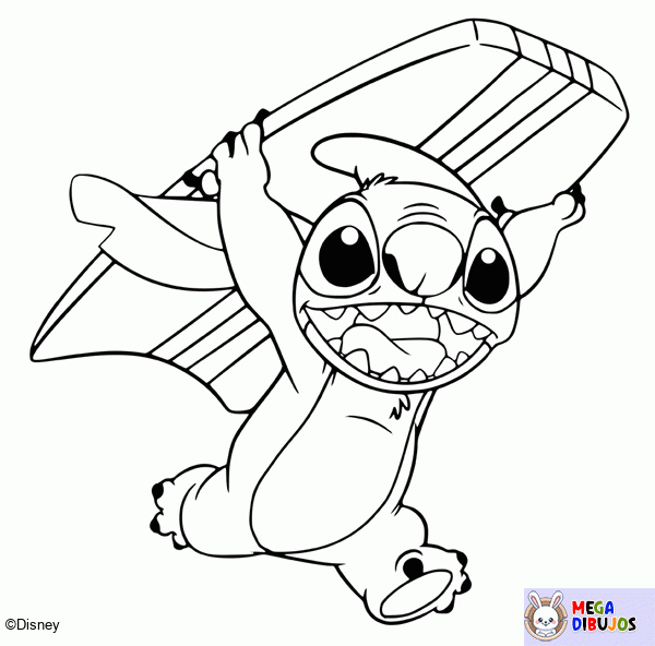 Dibujo para colorear Coser con una tabla de surf