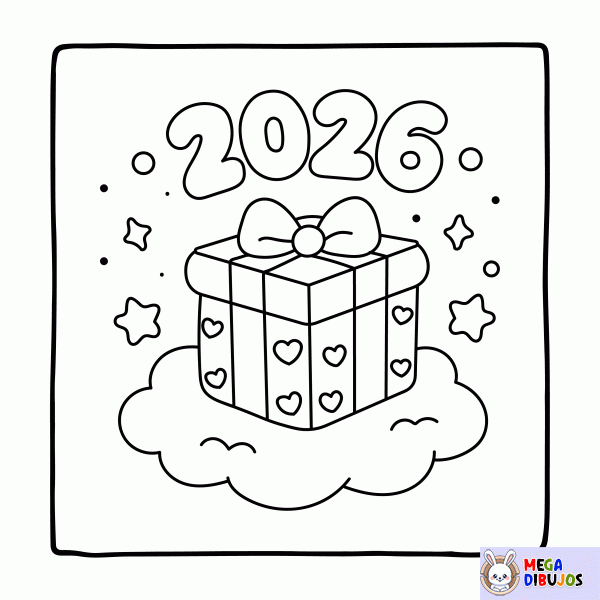Dibujo para colorear Feliz a&ntilde;o nuevo 2026