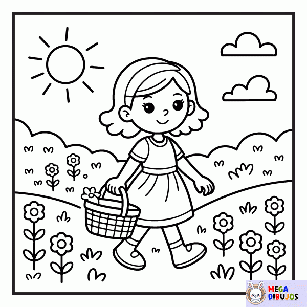 Dibujo para colorear Femenino - Primavera 4