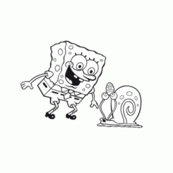 Dibujo para colorear Bob Esponja y Gary el Caracol