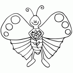 Dibujo para colorear Mariposa con una flor