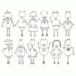 Dibujo para colorear Robot para completar