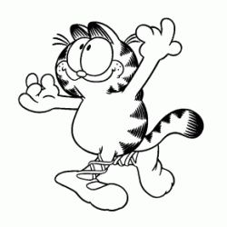 Dibujo para colorear Garfield esta bailando