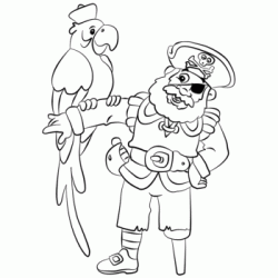 Dibujo para colorear Capit&aacute;n pirata y su loro.
