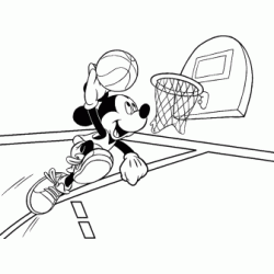 Dibujo para colorear Mickey juega baloncesto