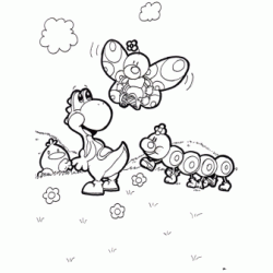 Dibujo para colorear Yoshi en el campo
