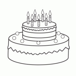 Dibujo para colorear Pastel de cumplea&ntilde;os - 7 a&ntilde;os