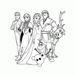 Dibujo para colorear La reina de las nieves y sus amigos