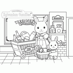 Dibujo para colorear Mam&aacute; Conejo est&aacute; de compras.