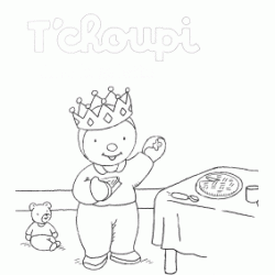 Dibujo para colorear Tchoupi ama los panqueques