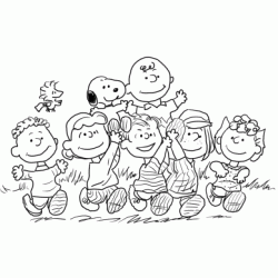 Dibujo para colorear Snoopy y los cacahuetes