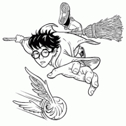 Dibujo para colorear Harry Potter y el partido de Quidditch