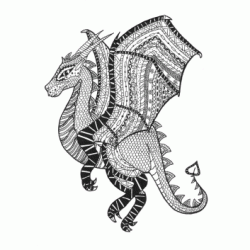 Dibujo para colorear Drag&oacute;n garabato mandala