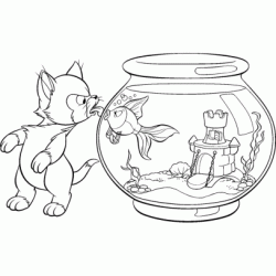 Dibujo para colorear Cleo y Fígaro