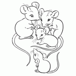 Dibujo para colorear Cuatro ratoncitos