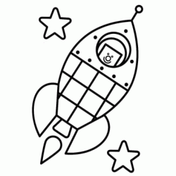 Dibujo para colorear Cohete en las estrellas