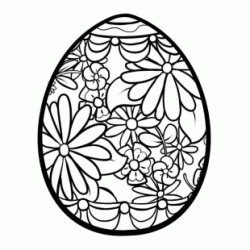 Dibujo para colorear Huevo de pascua y flores