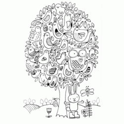 Dibujo para colorear El árbol con 1001 pájaros.