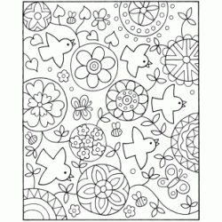 Dibujo para colorear Pájaros y mandalas