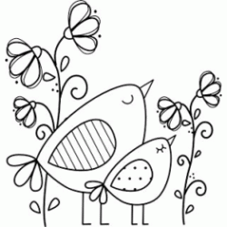 Dibujo para colorear Mam&aacute; p&aacute;jaro y su beb&eacute;