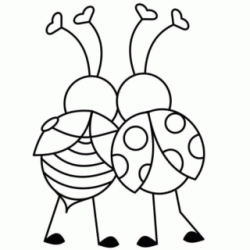 Dibujo para colorear Mariquita y abeja enamoradas