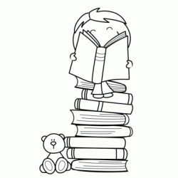 Dibujo para colorear Una montaña de libros
