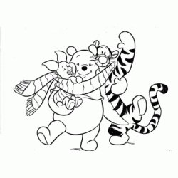 Dibujo para colorear Winnie, Tigger y Piglet