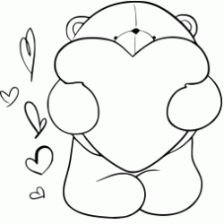 Dibujo para colorear Oso y coraz&oacute;n