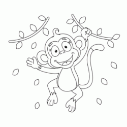Dibujo para colorear Mono columpi&aacute;ndose