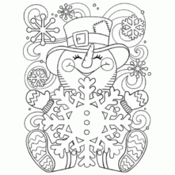 Dibujo para colorear Mu&ntilde;eco de nieve sonriente