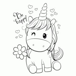 Dibujo para colorear Unicornio sonriente
