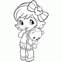 Dibujo para colorear Ni&ntilde;a y su oso
