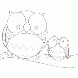 Dibujo para colorear B&uacute;hos en una rama