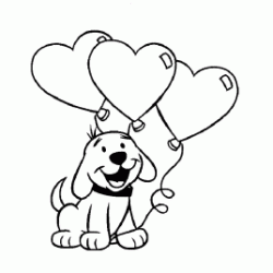 Dibujo para colorear Clifford el gran perro rojo con globos